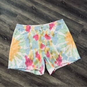 Judy Blue Bermuda Shorts Size 1XL High Waist Tie Dye JB150011 Frayed S…